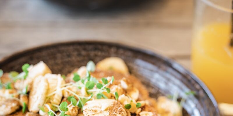 brown bread on black ceramic plate